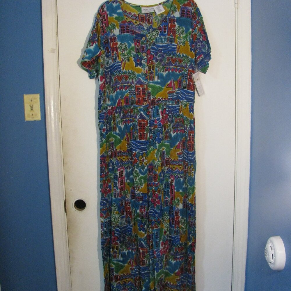 Day For Night Jumpsuit Medium NWT Colorful Crinkle Textured Fabric One Piece